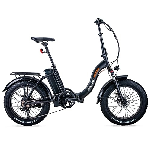 Elektrofahrräder : Helliot Bikes - RSXI E-Bike 250 W, faltbar, 20 Zoll Fat Räder, Laufzeit bis 45 Kilometer, Aluminiumrahmen und 7-Gang-Shimano-Schaltung