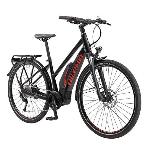 Elektrofahrräder : HEPHA E-Bike 630Wh Akku Trekking 3.0 Damen Elektrofahrrad Mittelmotor Shimano E7000 28 Zoll Pedelec 10-Gang (Schwarz, RH 44cm)