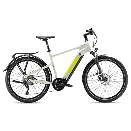 Elektrofahrräder : HEPHA E-Bike Trekking 7 Longrange Elektrofahrrad mit 708Wh Akku und 80Nm Mittelmotor Pedelec 10-Gang 27, 5 Zoll Unisex Highstep (49, Light Grey)