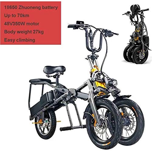 Elektrofahrräder : HFJKD Erwachsene Elektro-Dreirad, faltbares elektrisches Fahrrad, Elektro-Mountainbike, DREI Geschwindigkeits Modi, Big Reifen, Scooter bis zu 30 km / h Doppel-Lithium-Batterie
