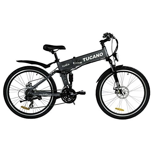 Elektrofahrräder : Hide Bike MTB - Klasse Klettern max. <8% - Austauschbare Batterie mit Sicherheitsverschluss - Shimano Tourney 21sp ändern - Motor 250W -36V Brushless 8FUN Europe (Grey)