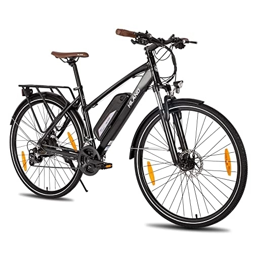 Elektrofahrräder : HILAND Citybike Elektrofahrrad, 28 Zoll, mit 7-Gang Shimano Kettenschaltung E-Bike, E-Trekking, Urbanbike, 250W Motor, 36V 10.4Ah Lithium-Ionen-Akku, 25 km / h, Damen und Herren