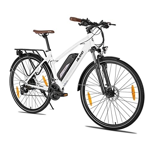 Elektrofahrräder : HILAND Citybike Elektrofahrrad, 28 Zoll, mit 7-Gang Shimano Kettenschaltung E-Bike, E-Trekking, Urbanbike, 250W Motor, 36V 10.4Ah Lithium-Ionen-Akku, 25 km / h, Damen und Herren Weiß
