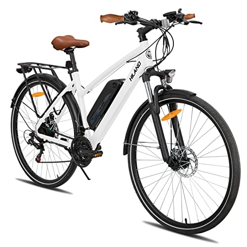 Elektrofahrräder : HILAND Cityrad Elektrofahrrad 28 Zoll 7-Gang Shimano Schaltung E-Bike, E-Trekkingbike, citybike, 250W Motor, 36V 10.4Ah Lithium-Ionen-Akku, 25 km / h, Damen und Herren Weiß