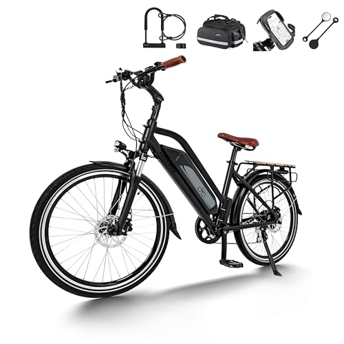 Elektrofahrräder : Himiway City Pedelec E-Bike mit 250W Motor für Damen & Herren, 26 Zoll Elektrisches City Bike mit 36V 18, 2Ah 655Wh Akku, Elektrofahrrad bis 120km für Pendeln, hydraulische Bremsen, CE-Konform
