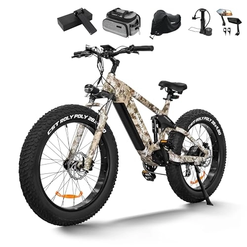 Elektrofahrräder : Himiway Cobra E-Bike 26"×4, 8", Fully E-Mountainbike Grün mit 960Wh Akku, Elektrisches Fatbike mit Vollfederung, 7 Gänge, Hydraulikbremse, bis zu 128km, 25 Km / h 250W Motor, StVZO Konform