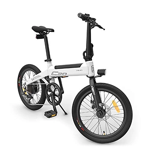 Elektrofahrräder : HIMO C20 faltbares elektrisch unterstütztes Fahrrad, dreistufiges Falten, 80 km elektrische Moped-Laufleistung, Shimano 6-Gang-Antrieb, BMS-Batteriemanagementsystem
