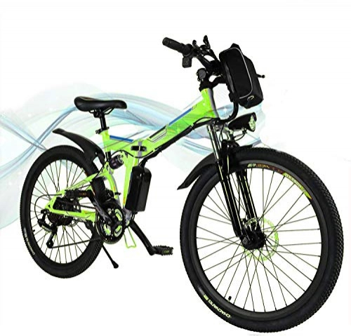Elektrofahrräder : Hiriyt Faltbares E-Bike, 36V 250W Elektrofahrräder, 8A Lithium Batterie Mountainbike, 26 Zoll Große Kapazität Pedelec mit Lithium-Akku und Ladegerät (Green)