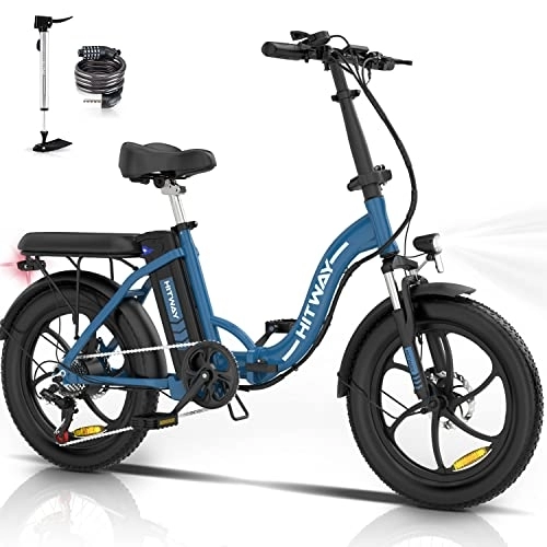 Elektrofahrräder : HITWAY E-Bike elektrisches Fahrrad 20 Zoll Fetter Reifen E-Fahrrad faltendes Fahrrad, 250 W / 36 V / 11.2 Ah Batterie, Max.Electric Kilometer kann 35-90 km erreichen.