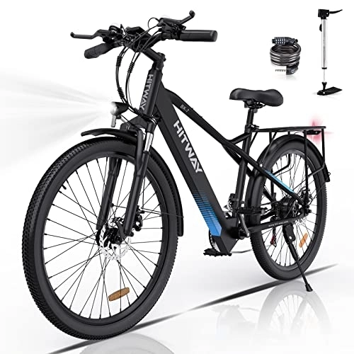 Elektrofahrräder : HITWAY Elektrofahrrad E-Bike 26", E-Fahrrad, 36V / 11, 2Ah Akku, 250W, bis 35-90km, max. 25 km / h, Off-Road Mountainbike mit Shimano 21 Gängen, City Bike Herren Damen