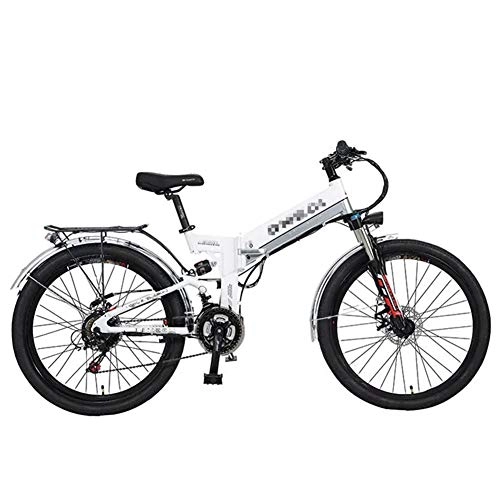 Elektrofahrräder : HLEZ 26 Zoll E-Bike, Mountainbike Elektrofahrrad Alu 21-Gang 300W Mittelmotor und 10Ah 48V Lithium-Ionen-Akku kann Sich Bewegen Geeignet für 160-190cm, White b, UE
