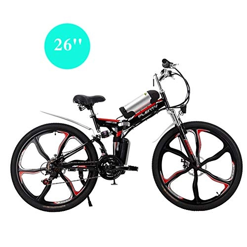 Elektrofahrräder : HLEZ E-Bike, 24 / 26 Zoll Mountainbike 8Ah 48V Lithium-Ionen-Akku und Hinterradmotor 350W, 21 Gang Nabenschaltung für Damen und Herren, One Body Black, 24