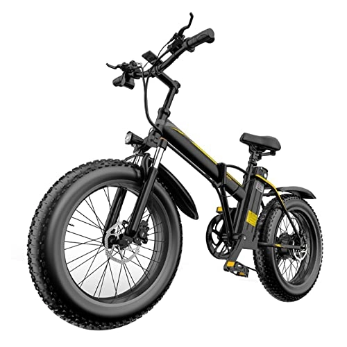 Elektrofahrräder : HMEI elektrofahrrad klappbar Elektrisches Fahrrad faltbar 20 Zoll 4.0 Fettreifen elektrische Fahrrad 4 8V 1000W 12.8. AH Batterie gefaltetes Berg E-Fahrrad-Schnee-elektrisches Fahrrad