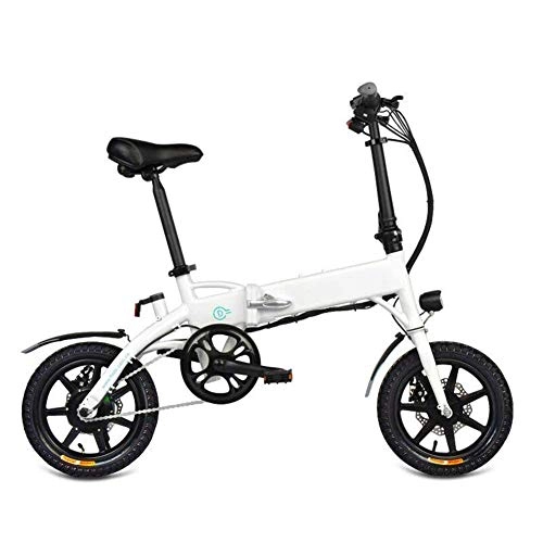 Elektrofahrräder : HMNS Faltbare E-Bike Elektrofahrrad für Erwachsene Komfort Elektrofahrräder Rennräder 14 Zoll, 11, 6 Ah Lithiumbatterie, Aluminiumlegierung, mit Scheibenbremse, Weiß