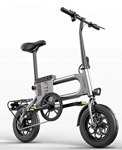 Elektrofahrräder : Hold E-Bikes 12-Zoll-Elektro-Klapprad Faltbares, sicheres und verstellbares Fahrrad mit Lithium-Batterie fr Erwachsene und Jugendliche@Grau_8Ah