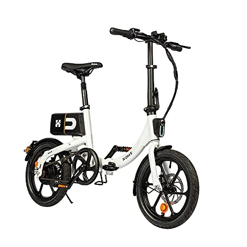 Elektrofahrräder : Home Deluxe - klappbares E-Bike BUMBEE - Farbe: weiß - inkl. abnehmbare Batterie - Ladezustandsanzeige I Citybike Elektrofahrrad Klapprad Faltrad