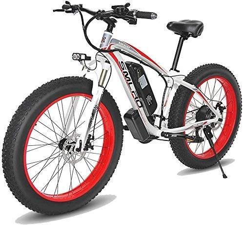 Elektrofahrräder : HOME-MJJ Fat Electric Mountain Bike, 26 Zoll Electric Mountain Bike 4.0 Fat Tire Bike Schnee 1000W / 500W Starke Energie 48V 10AH Lithium-Batterie (Color : Red, Size : 500W)