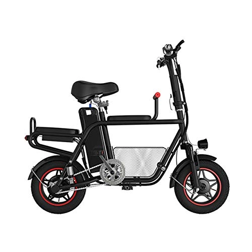 Elektrofahrräder : HS-QFQ Elektrisches Moped Frau 46 Zoll, die elektrisches Auto 65KM Batterielebensdauer-elektrisches Roller-Weinlese-Harley-Fahrrad mit elektrischem Fahrrad des Kindersitzes Falten, Black