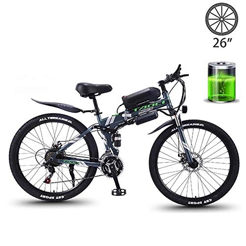 Elektrofahrräder : HSART E-Faltrad Elektrisches Mountainbike für Erwachsene mit 350W 36V 13AH Lithium-Ionen Akku 26 Zoll MTB für Reisen Freien (Schwarz)