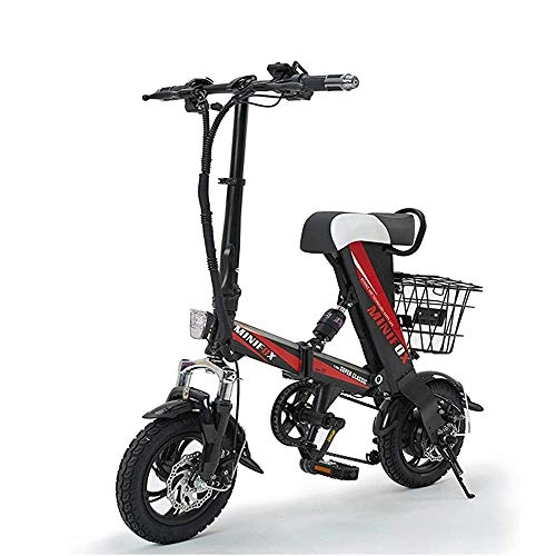 Elektrofahrräder : HUATXING Smart Folding Electric Bike Adult Mini elektrisches Fahrrad 12Inch 36V 8AH 250W Motor mit Doppelscheibenbremsen 25Km / H Sctooer, Rot
