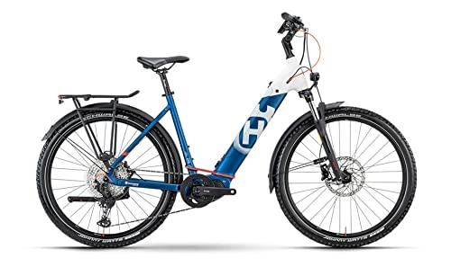 Elektrofahrräder : Husqvarna Cross Tourer CT5 27.5'' Wave Unisex Pedelec E-Bike Trekking / MTB Fahrrad weiß / blau 2021: Größe: 45 cm