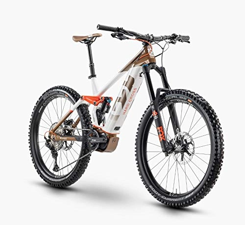 Elektrofahrräder : Husqvarna Hard Cross 8 Shimano Steps Fullsuspension Elektro Mountain Bike 2020 (46cm, Bronze / White / Red)
