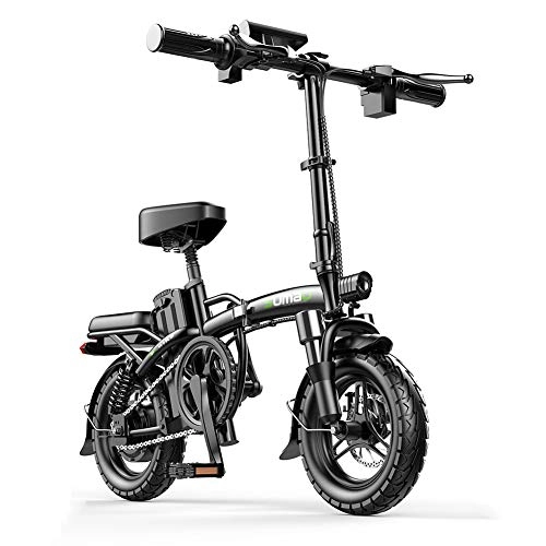 Elektrofahrräder : Hxl 14-Zoll-Falt-Elektrofahrrad 400-W-Mountainbike für Erwachsene mit herausnehmbarer 48V 6Ah Lithiumbatterie Doppelscheibenbremse USB-Anschluss intelligentem Farbbildschirm 3 Fahrmodi, 6AH 30KM