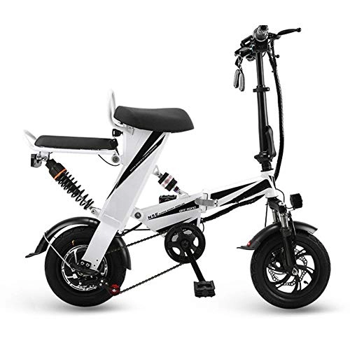 Elektrofahrräder : Hxl Zusammenklappbares elektrisches Fahrrad - einheitliche Geschwindigkeit des Rollers 20km / h / mit Fernbedienungssicherheitsschlssel / 12 Zoll Superleichtgewichtler, Wei