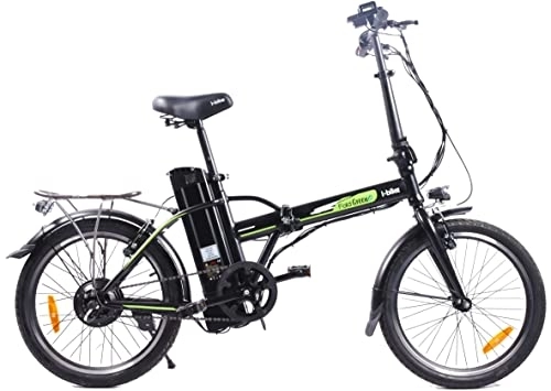 Elektrofahrräder : i-Bike Unisex – Erwachsene Fold Green 21 Elektrofahrräder klappbar, Schwarz, Einheitsgröße