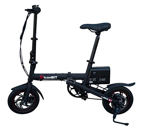 Elektrofahrräder : Iconbit Unisex Jugend E-Bike K7 faltbar schwarz mit 12" Alu-Rdern, Gre (zusammen geklappt): 730 x 410 x 640 mm