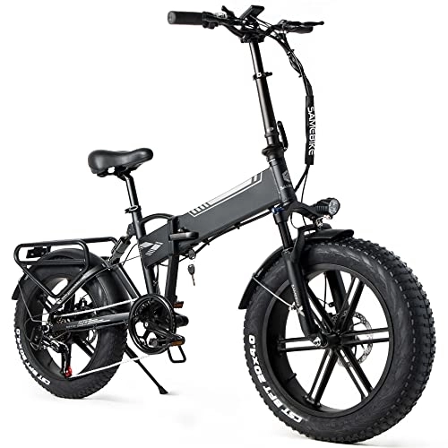 Elektrofahrräder : IFongsh E-Bike Elektrofahrrad 20" Fat Tire E-Fahrrad klapprad, 48V / 10Ah Akku, Off-Road Mountainbike mit Shimano 7 Gängen, City EBike Herren Damen (Black)