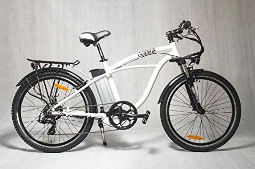 Elektrofahrräder : IVEMA - E-Bike DESIGNBIKE 26" CITYBIKE PEDELEC CRUISER Elektrofahrrad Fahrrad Tourenrad Mountainbike - Akku Li-ion 36 V Perlmutt Wei