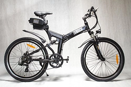 Elektrofahrräder : IVEMA - E-Bike DESIGNBIKE 26" MOUNTAINBIKE PEDELEC Citybike Elektrofahrrad Fahrrad klappbarer Rahmen - Akku Li-ion 36 V Schwarz Metallic