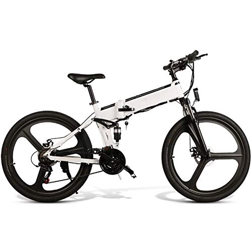 Elektrofahrräder : Jakroo Erwachsenes Elektrisches Mountainbike 26 Zoll Aluminium Electric Falträder Reifen Mit LED-Frontleuchte, 48V 10, 4 Ah Groß Kapazität Batterie für 3 Modi