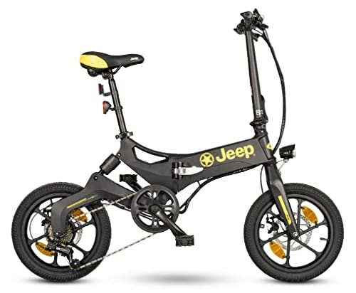 Elektrofahrräder : Jeep E-Bikes Unisex – Erwachsene FR 6020 E-Bike, Schwarz, 16 inches