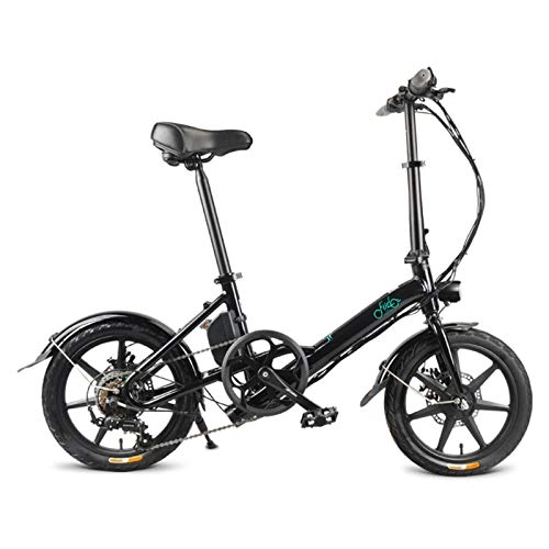Elektrofahrräder : JGONas 16-Zoll-Elektrofahrräder für Erwachsene, Urban Commuter Folding E-Bike, Höchstgeschwindigkeit 25 km / h, 7, 8 Ah wiederaufladbare Batterie, innerhalb von 5-7 Tagen erhalten Black