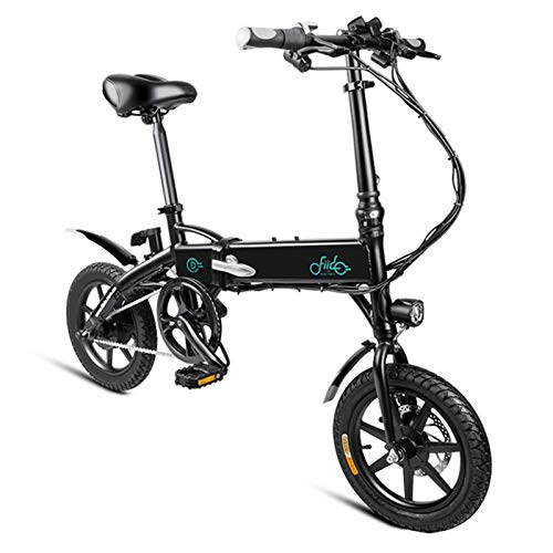 Elektrofahrräder : JGONas Elektrofahrrad Klapp-E-Bike für Erwachsene, Pendlerfahrrad 16-Zoll-Rad, Höchstgeschwindigkeit 25 km / h, 250 W / 36 V, Aluminiumrahmen Scheibenbremsen Bremsen 3 Modi, Unisex-Fahrrad Black