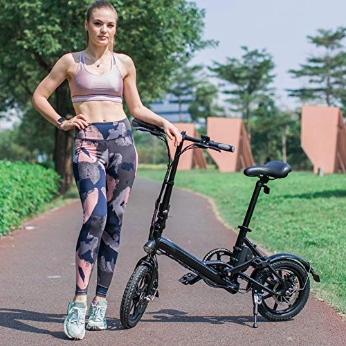 Elektrofahrräder : JIEHED Foldable Bicycle, 1 Pcs Electric Folding Bike Foldable Bicycle, Front and Rear Double Disc Brake, Power Assist, Ebike with 14 inch Wheels and 250W Motor