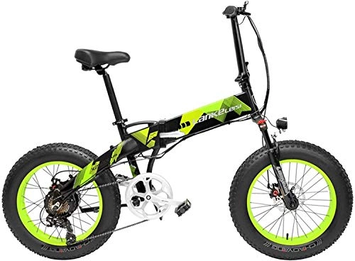Elektrofahrräder : JINHH Erwachsene 20 Zoll Fat Bike Folding Elektrofahrrad 7-Gang-Snowbike 48V 10, 4 Ah / 14, 5 Ah 500 W Motor Aluminiumlegierung Rahmen 5 PAS Mountainbike (Farbe: Gelb, Größe: 10.