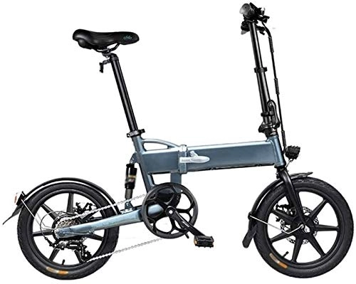 Elektrofahrräder : JNWEIYU Elektrofahrrad klappbares für Erwachsene 16-Zoll-Reifen Folding Electric Bike 250W Motor 6 Geschwindigkeiten Umschalttaste elektrisches Fahrrad for Erwachsene Stadt Commuting (Color : Grey)