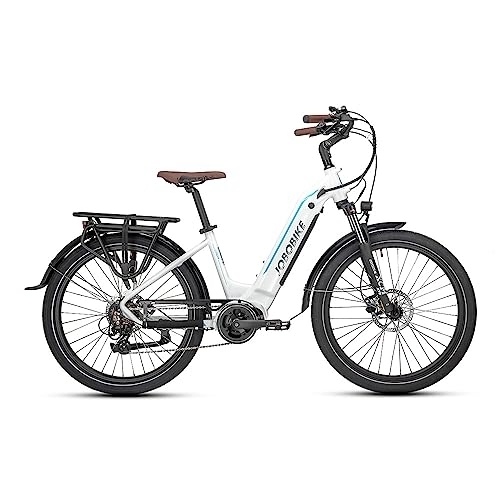 Elektrofahrräder : JOBO E-Bike Elektrofahrrad 26" Trekkingrad E-Cityrad mit Bafang Mittelmotor Mid Drive Motor 36V 14Ah Lithium-Akku für Lange Reichweite bis 90-110 KM (Linda)