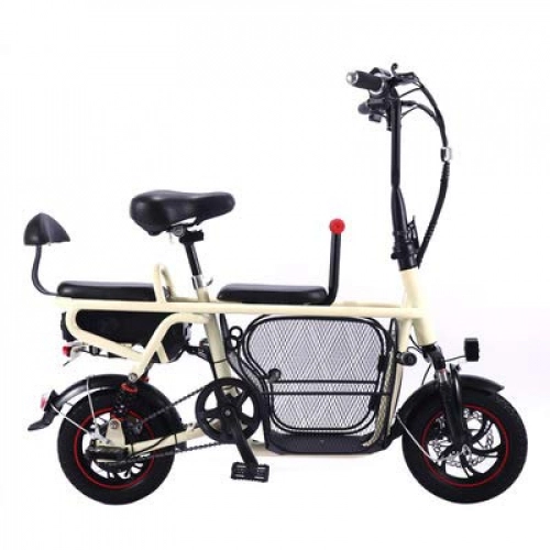Elektrofahrräder : JUN Erwachsenes Elektrisches Fahrrad, Zusammenklappbare 12-Zoll-Eltern-Kind-Lithium-Batterie, Kohlenstoffhaltiger Stahl, Leichtes Tragbares Haustier-Zweirad, B