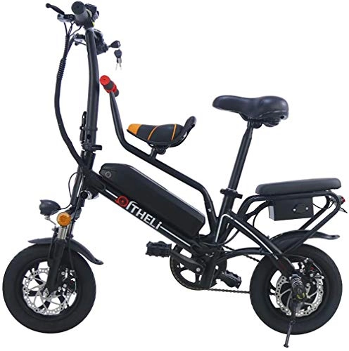 Elektrofahrräder : JXH 12-Zoll-6A Mini Folding Elektro-Fahrrad Eltern-Kind-Batterie-Auto, Fernbedienung und abnehmbare Batterie, DREI Reitmethoden geeignet fr Mutter und Kind, Black 8a