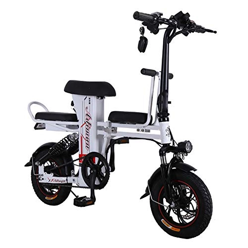 Elektrofahrräder : JXH 12-Zoll-Elektro-Faltrad mit Abnehmbarer Lithium-Batterie (48V 350W 25A), Geeignet fr Outdoor Radfahren oder auf dem Weg, Wei