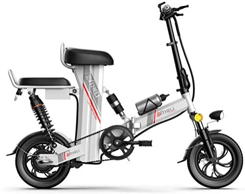 Elektrofahrräder : JXH Folding Mountain Bike fr Erwachsene 48V 8AH Elektro-Mountainbike und Doppelscheibenbremsen, mit LED-Anzeige Umweltfreundlich Fahrrad fr Urban Commuter, Wei