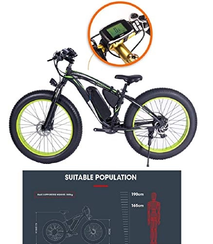 Elektrofahrräder : JXXU 500W Electric Mountain Bike 26 '' Fat Tire E-Bike 48V 10Ah Beach Cruiser Mens Sports Mountainbike Federgabel Hydraulische Scheibenbremsen 21 Geschwindigkeiten