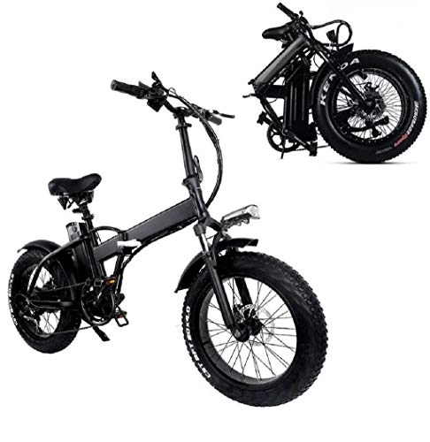 Elektrofahrräder : JXXU Elektro-Faltrad Fat Tire 20 * 4" mit 48V 15Ah Lithium-Ionen-Akku 500W Motor, City Mountain Fahrrad Booster Elektroroller for Erwachsene