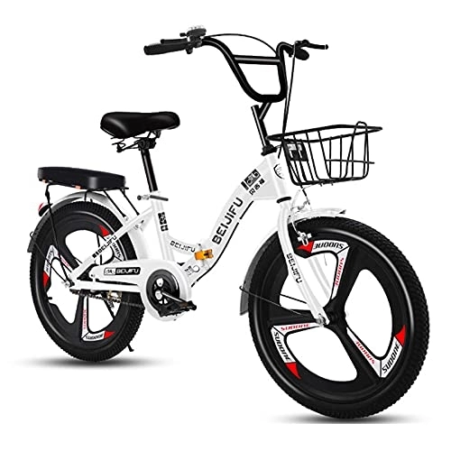 Elektrofahrräder : JYCCH Erwachsenenfahrrad 16 / 18 / 20 / 22 Zoll Faltbare Fahrräder für Männer und Frauen, Rahmen aus Kohlenstoffstahl (Weiß 20 Zoll)