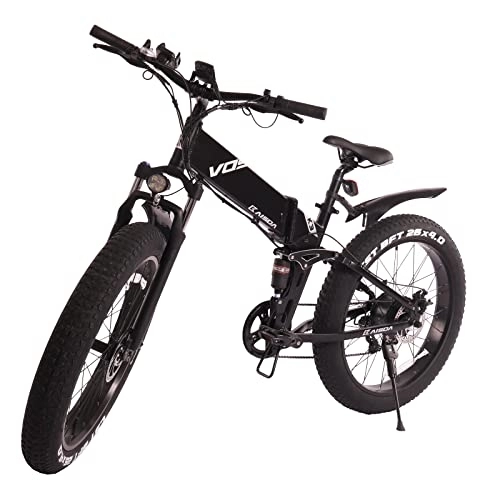 Elektrofahrräder : K3 e Bike Mountainbike 26 Zoll Vollfederung, Klappbar Elektrisches Mountainbike mit 48V10AH Akku Shimano 7 Gang LCD-Zentralinstrument (mit Federgabel und hinterem Stoßdämpfer)