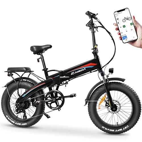 Elektrofahrräder : KAISDA Elektrofahrrad, e Bike Klapprad 20"×4, 0" Fat Tire Elektrofahrrad mit 48V 15Ah abnehmbarem Akku, 7-Gang-Shimano-Schaltung, App, LCD-Display für jedes Gelände
